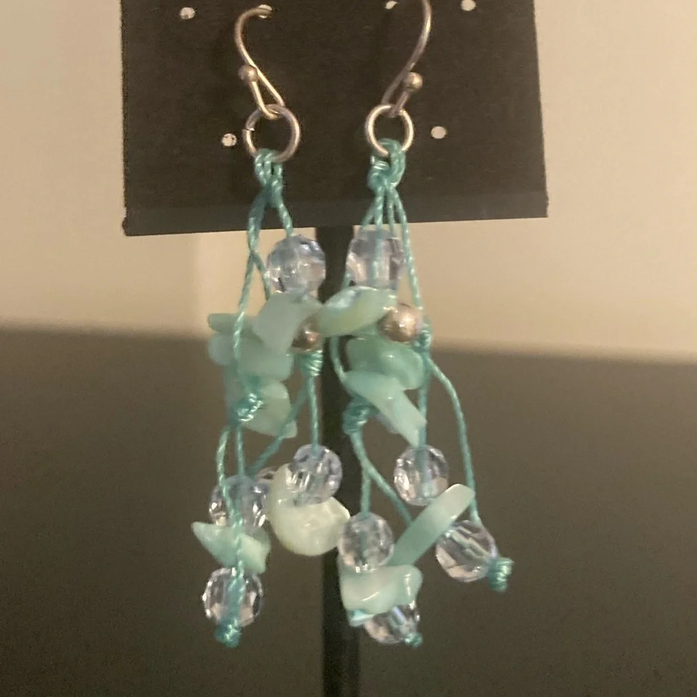 Sea green beaded earrings